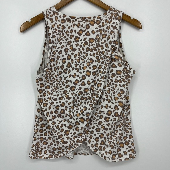 Dolan Anthropologie Tank Top Women's S White Leopard Print Open Back Cotton - Picture 5 of 9